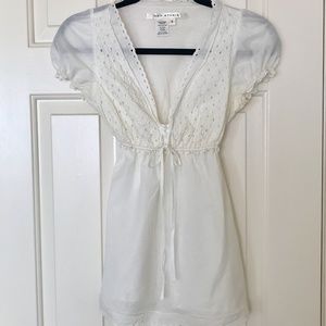 Max Studio Off White Cotton Eyelet Blouse/Tunic S - image 1